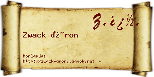 Zwack Áron névjegykártya